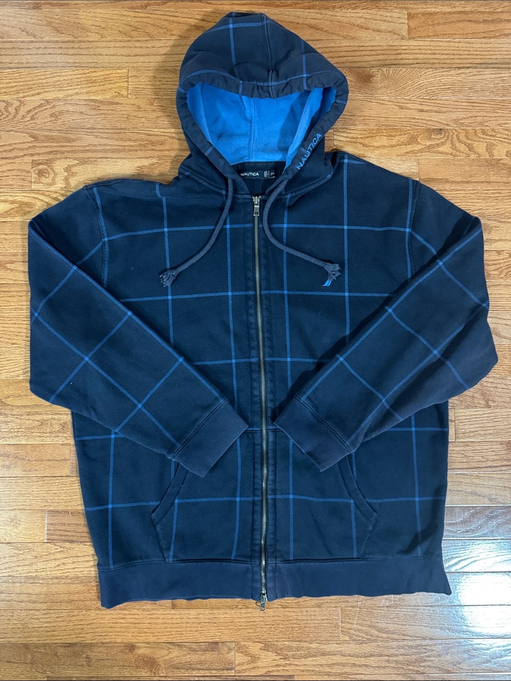 Nautica Men's Dark Navy Plaid Full-Zip Hoodie